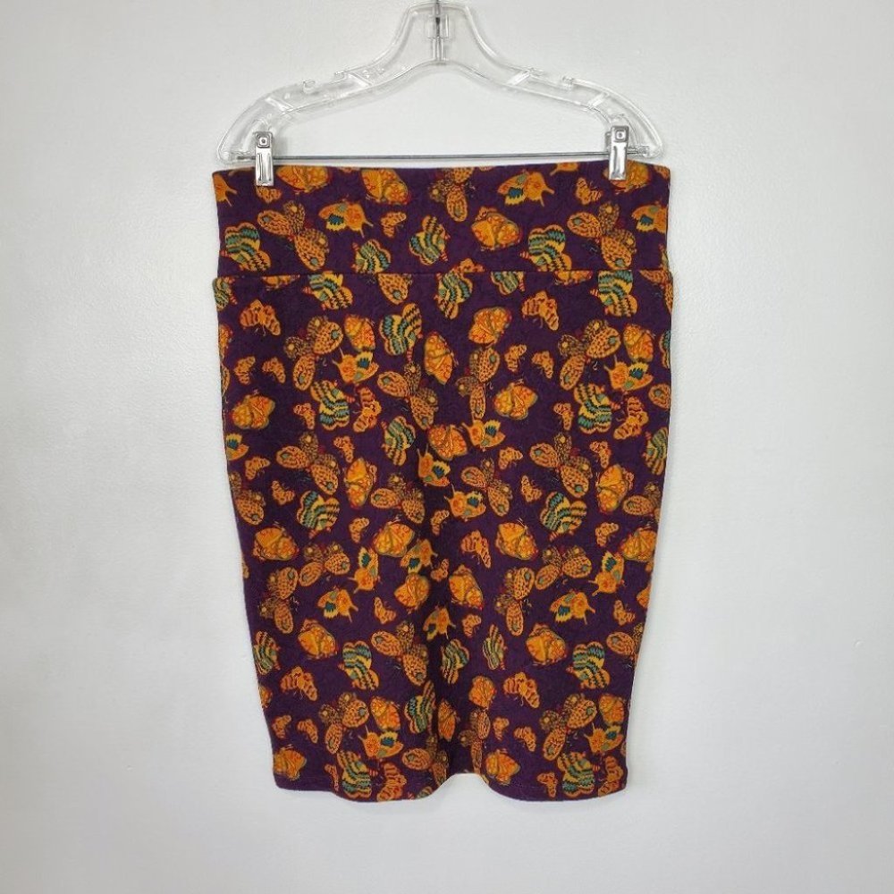 LuLaRoe Stretchy Butterfly Print Pencil Cassie Skirt Size L